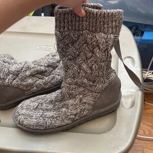 UGG Knit Boots in Gray and Brown